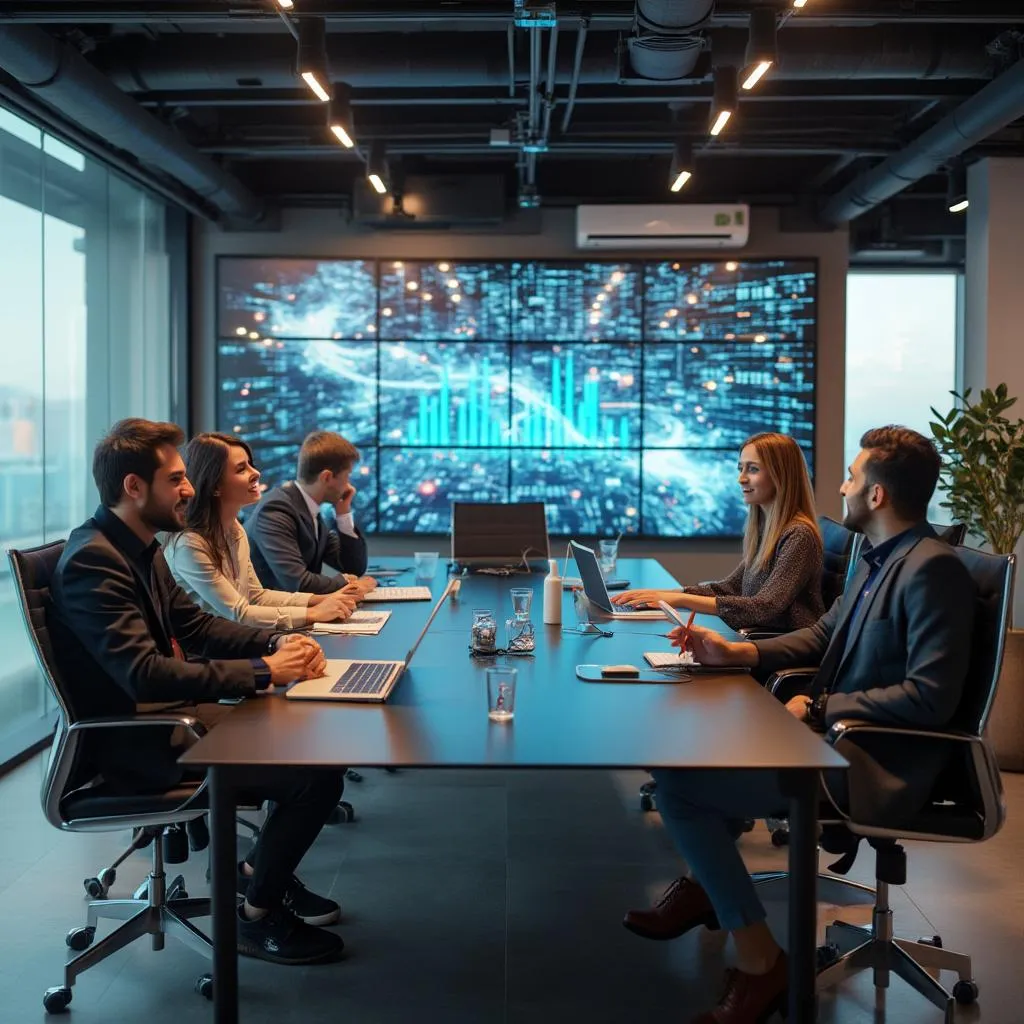 Teknoloji startup'ı toplantı halinde